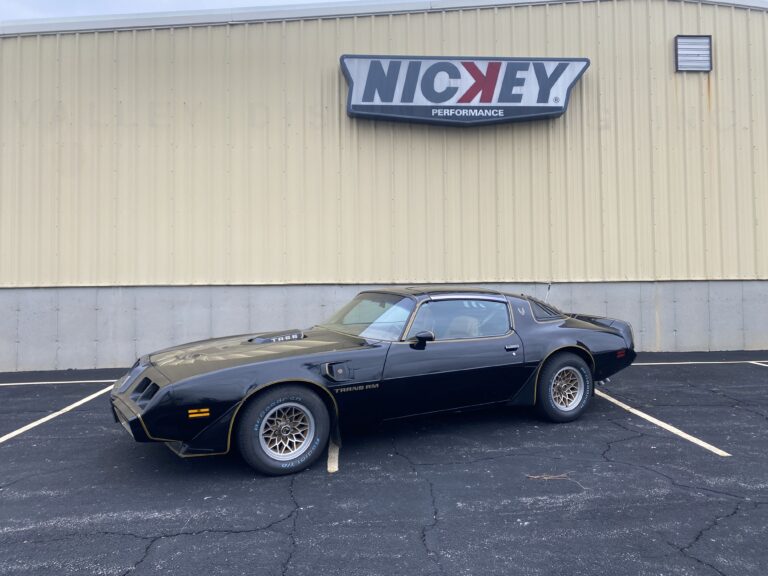 1979 Pontiac Trans Am SE side profile beneath the Nickey Performance sign