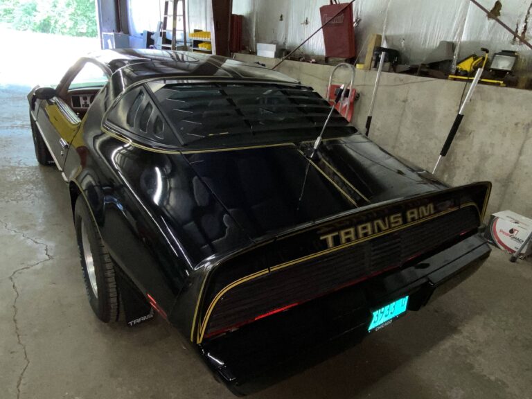 1979 Pontiac Trans Am SE rear three-quarter view in the shop