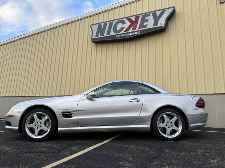 2004 Mercedes-Benz SL55 AMG side profile beneath the Nickey Performance sign