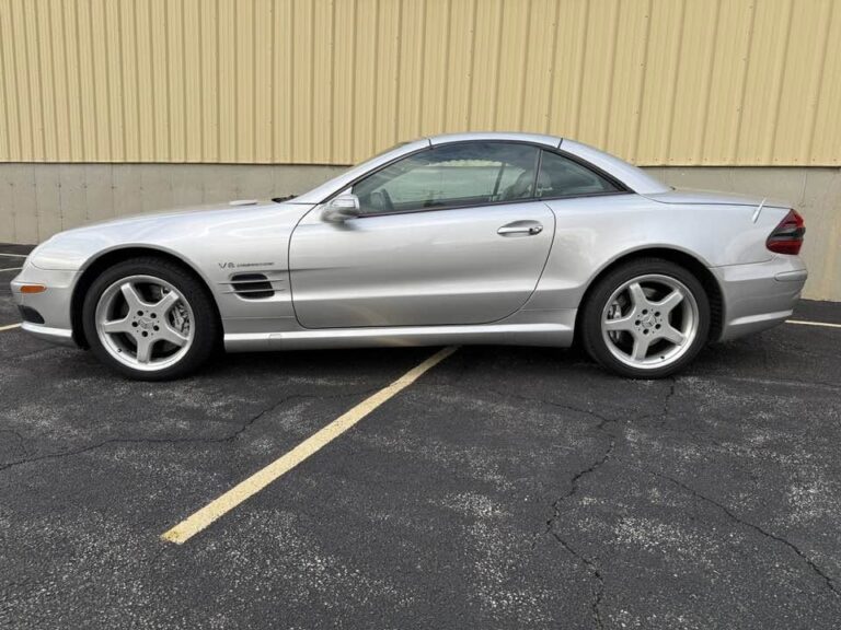 2004 Mercedes-Benz SL55 AMG side profile with the hardtop raised
