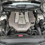 Supercharged 5.5L AMG V8 engine bay of a 2004 Mercedes-Benz SL55 AMG