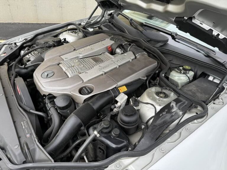 Engine bay detail of a 2004 Mercedes-Benz SL55 AMG