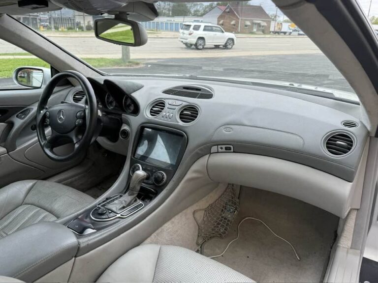Interior of a 2004 Mercedes-Benz SL55 AMG viewed from the passenger side