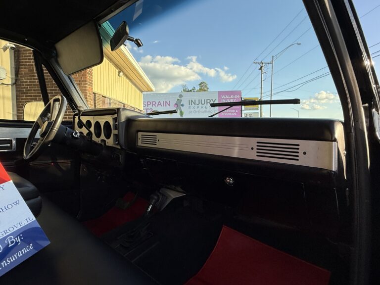 1983 Chevrolet K20 Silverado 4x4, dash and brushed aluminum trim from the passenger side